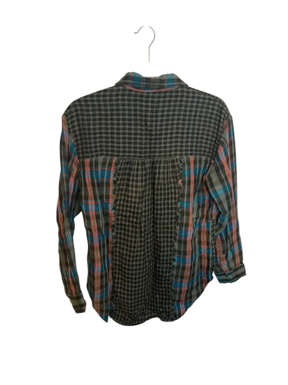 Pilcro Grunge Boho Patchwork Button Down Shirt - Picture 2 of 6